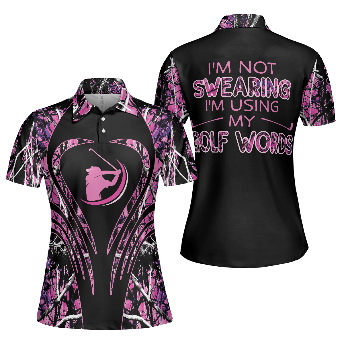 Golf Women Polo Shirt, Thinning Layout Camouflage Pattern I'm Not Swearing I'm Using My Golf Words Golf Women Polo Shirt - Perfect Gift For Women - Amzanimalsgift