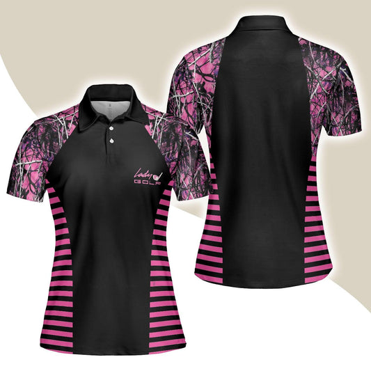 Golf Women Polo Shirt - Thinning Layout Sexy Golf Girl Pink Camouflage Pattern Golf Women Polo Shirt - Perfect Polo Shirt For Golf Lovers, Golfers - Amzanimalsgift