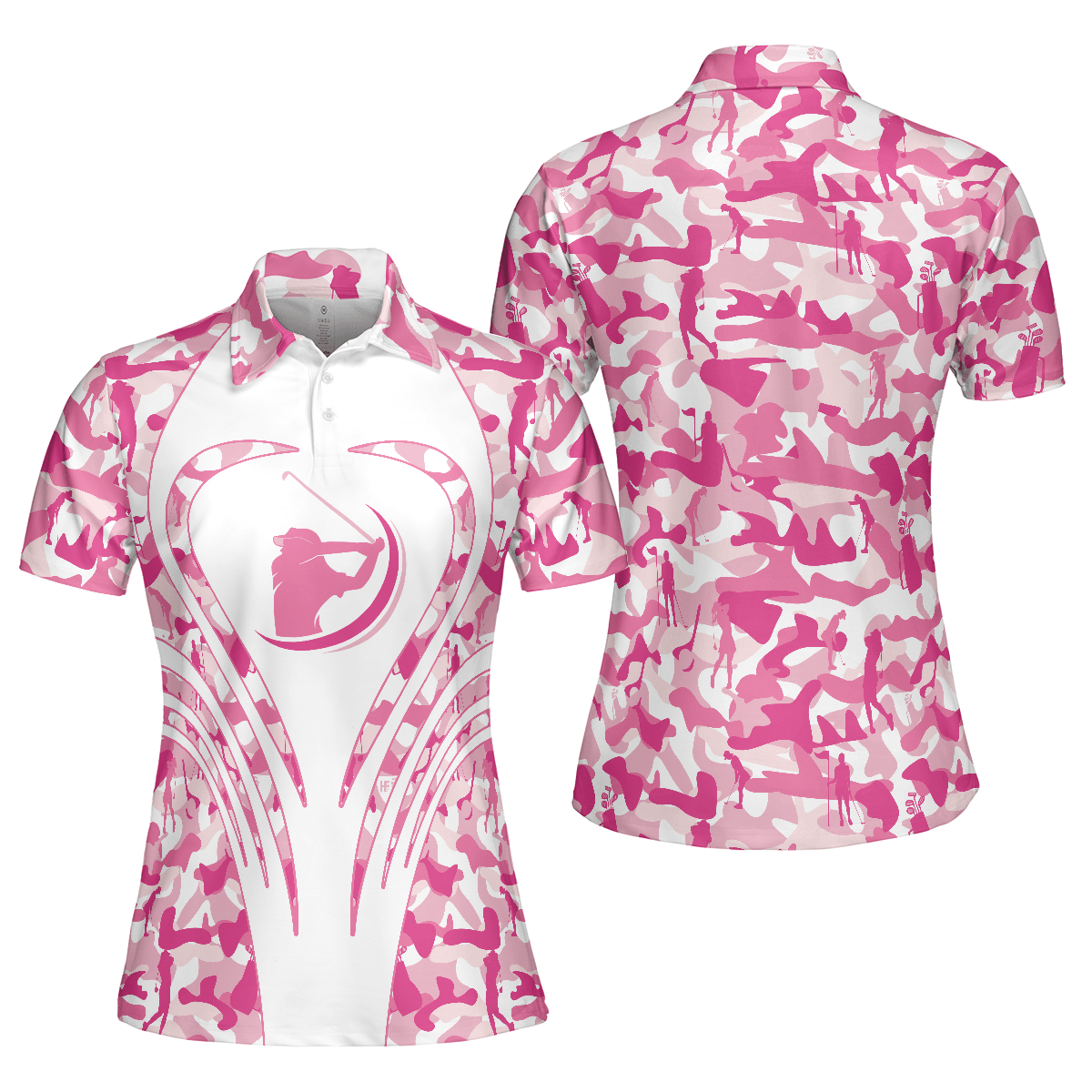 Golf Women Polo Shirt - White Pink Camouflage Thinning Layout Women Polo Shirt, Best Golf Shirt For Golfers - Perfect Gift For Women, Golf Lover - Amzanimalsgift