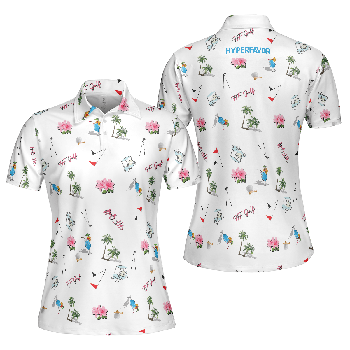 Golf Women Polo Shirt, With Golf Equipments In Summer Women Polo Shirts, Best Female Gift For Golf Lovers, Ladies, Golfers - Amzanimalsgift