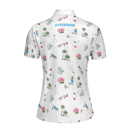 Golf Women Polo Shirt, With Golf Equipments In Summer Women Polo Shirts, Best Female Gift For Golf Lovers, Ladies, Golfers - Amzanimalsgift