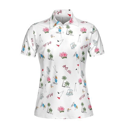Golf Women Polo Shirt, With Golf Equipments In Summer Women Polo Shirts, Best Female Gift For Golf Lovers, Ladies, Golfers - Amzanimalsgift