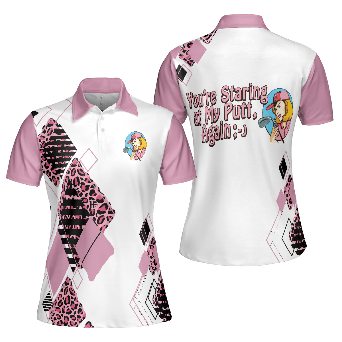 Golf Women Polo Shirt - You're Staring At My Putt Again Argyle Pattern Golf Women Polo Shirts, Best Golf Shirt For Ladies - Perfect Gift For Golfers - Amzanimalsgift