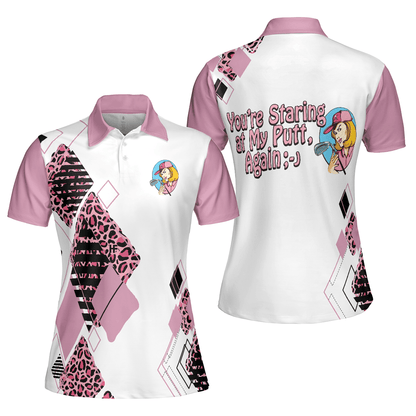 Golf Women Polo Shirt - You're Staring At My Putt Again Argyle Pattern Golf Women Polo Shirts, Best Golf Shirt For Ladies - Perfect Gift For Golfers - Amzanimalsgift