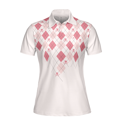 Golf Women Polo Shirt - You Say Girls Can't Golf I Say Watch Me Women Polo Shirts, Light Pink Argyle Pattern Shirt For Ladies - Perfect Gift For Women - Amzanimalsgift
