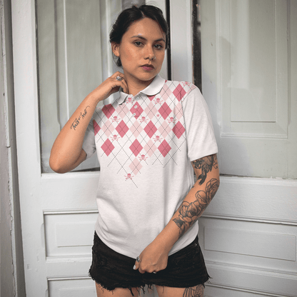 Golf Women Polo Shirt - You Say Girls Can't Golf I Say Watch Me Women Polo Shirts, Light Pink Argyle Pattern Shirt For Ladies - Perfect Gift For Women - Amzanimalsgift