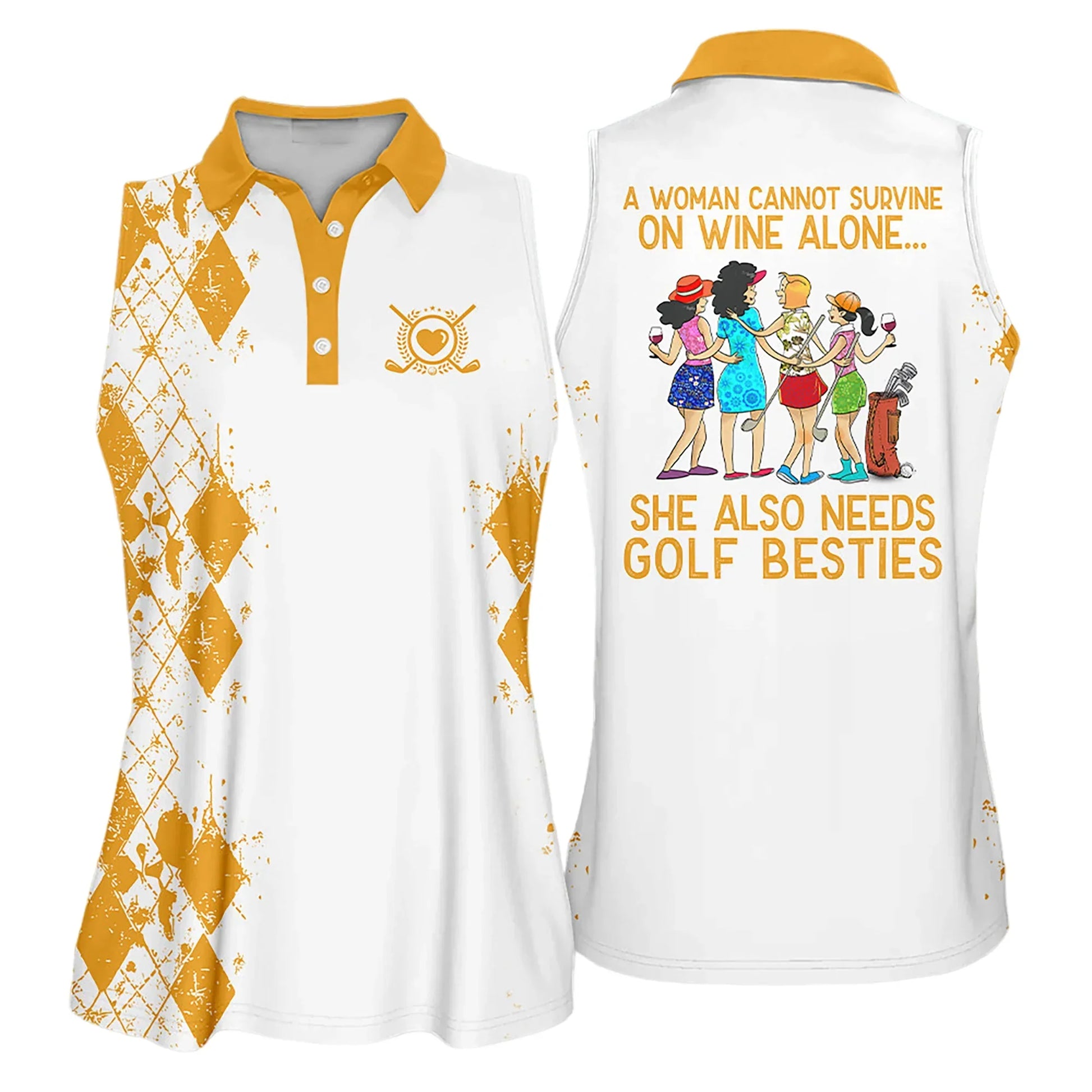 Golf Women Polo Shirts, Golf Friend Argyle Pattern She Also Needs Golf Besties Multicolor Women Polo Shirts - Gift For Golfers, Golf Lovers - Amzanimalsgift
