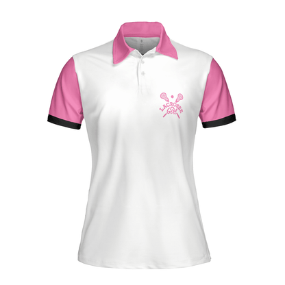 Golf Women Polo Shirts - Pink White Yes I Play Like A Girl Need A Lesson Lacrosse Polo Shirts - Perfect Gift For Women, Golfers, Golf Lover - Amzanimalsgift