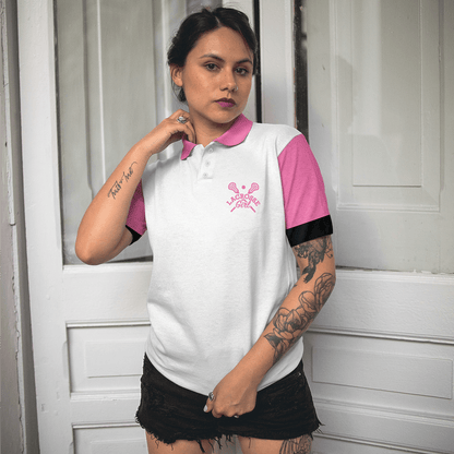 Golf Women Polo Shirts - Pink White Yes I Play Like A Girl Need A Lesson Lacrosse Polo Shirts - Perfect Gift For Women, Golfers, Golf Lover - Amzanimalsgift