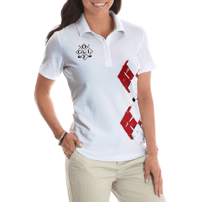 Golf Women Polo Shirts - Red White Blue Argyle Pattern The 19th Hole Golf Women Polo Shirt - Perfect Gift For Women, Golfers, Golf Lover - Amzanimalsgift