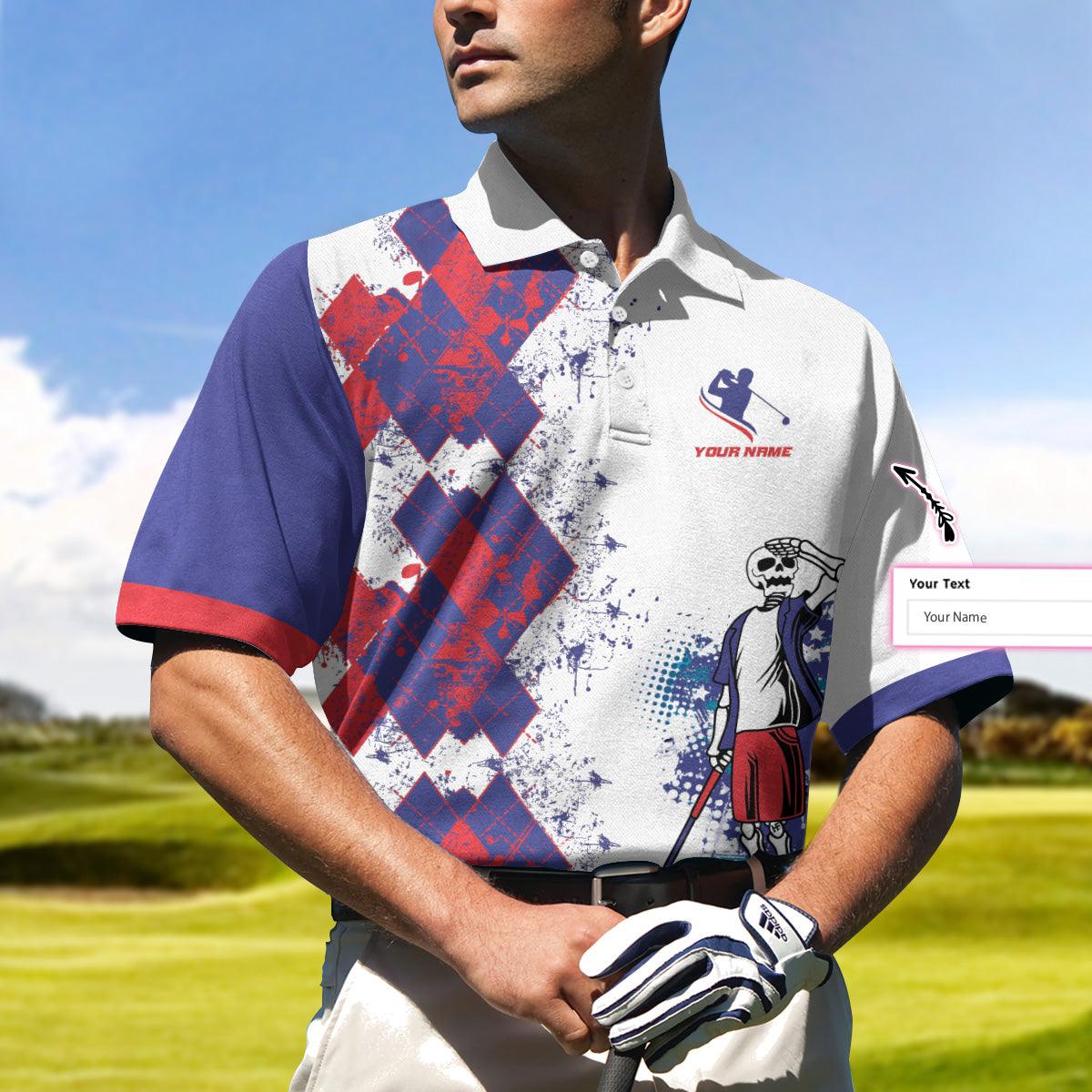 Golfer Custom Name Polo Shirt, Size Matters Custom Polo Shirt, Personalized Golfing Shirt Design, Argyle Pattern Shirt - Perfect Gift For Men, Golfers - Amzanimalsgift