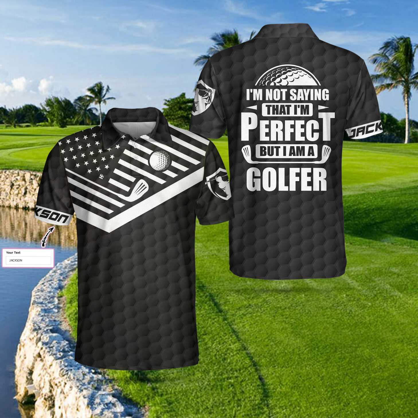 Golfer Custom Polo Shirt, I Am A Golfer Custom Men Polo Shirt, Personalized Black American Flag Polo Shirt, Cool Golf Shirt For Men - Amzanimalsgift