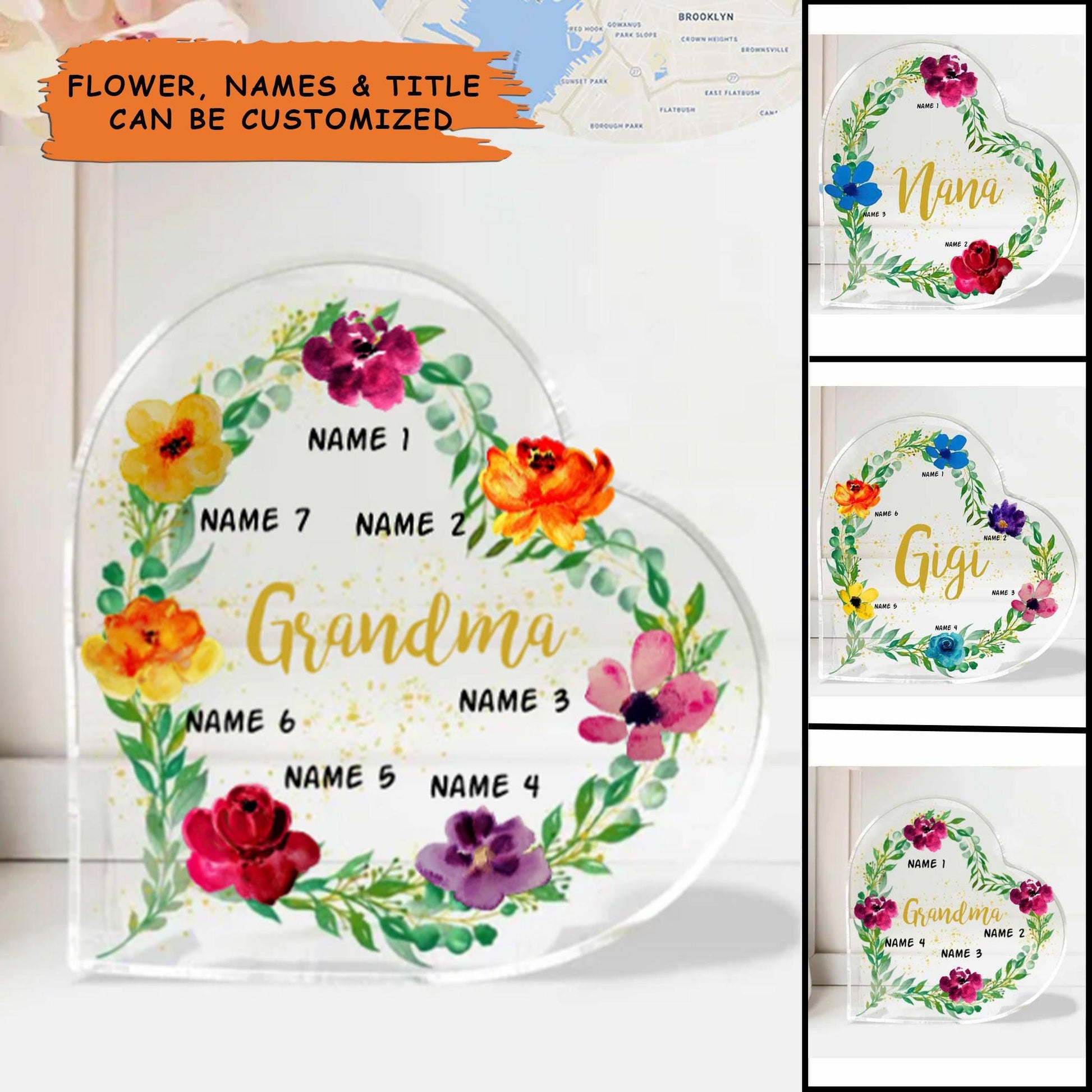 Grandma Custom Shaped Acrylic Plaque - Personalized Grandma Grandma and Grandchildren Custom Shaped Acrylic Plaque - Perfect Gift For Grandma, Nana - Amzanimalsgift