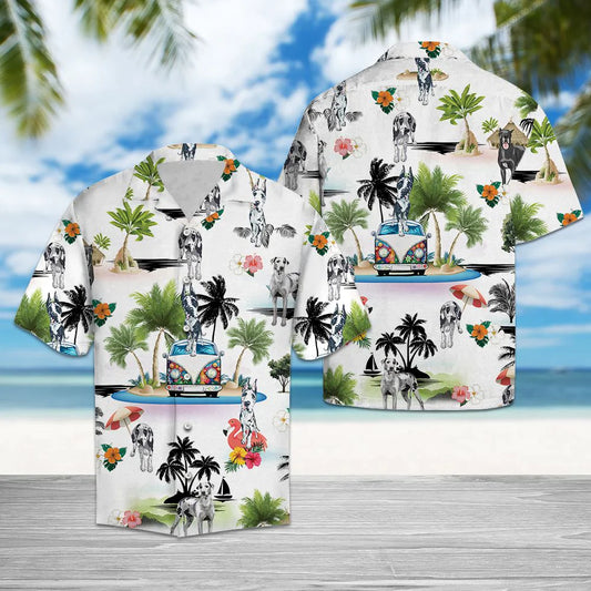 Great Dane Hawaiian Shirt, Dog Hippie Palm Vacation Aloha Shirt For Men Women - Perfect Gift For Dog Lovers, Husband, Boyfriend, Friend, Wife - Amzanimalsgift