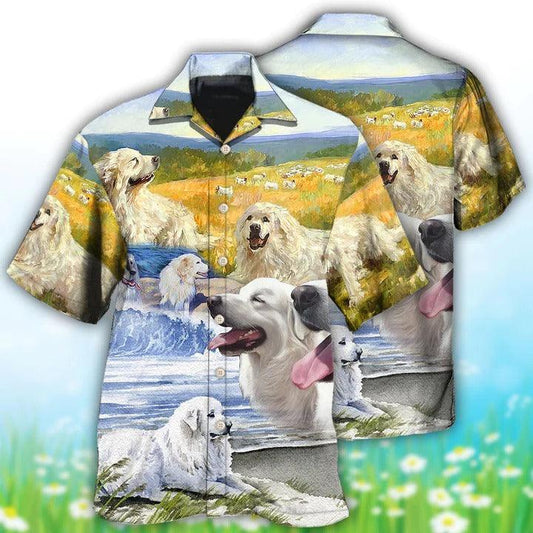 Great Pyrenees Aloha Hawaii Shirt - Great Pyrenees Art Dog Lovely Hawaiian Shirt For Summer - Perfect Gift For Dog Lovers, Friend, Family - Amzanimalsgift
