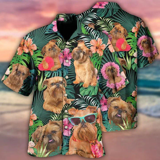 Griffon Brussels Aloha Hawaii Shirt - Dog Tropical Style Dog Lover Hawaiian Shirt For Summer - Perfect Gift For Dog Lovers, Friend, Family - Amzanimalsgift