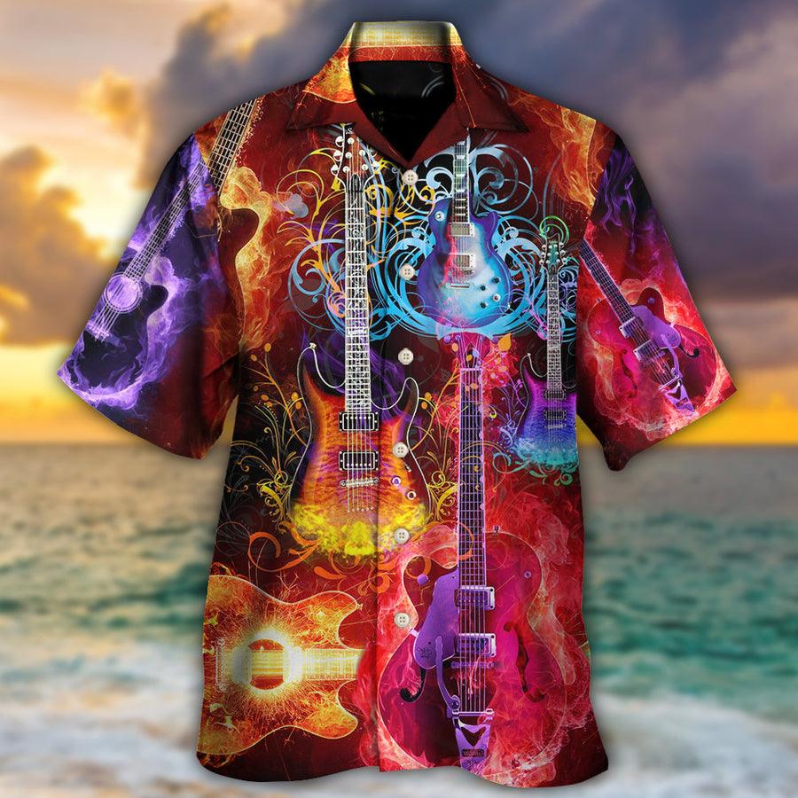 Guitar Aloha Hawaiian Shirt For Summer, Guitar Acoustic Beautiful Colorful Hawaiian Shirts Outfit For Men Women, Music Guitar Lovers - Amzanimalsgift