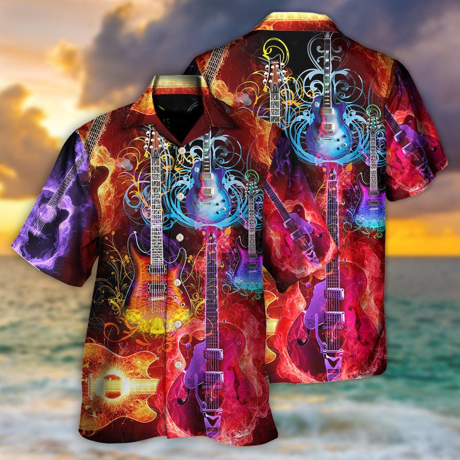 Guitar Aloha Hawaiian Shirt For Summer, Guitar Acoustic Beautiful Colorful Hawaiian Shirts Outfit For Men Women, Music Guitar Lovers - Amzanimalsgift