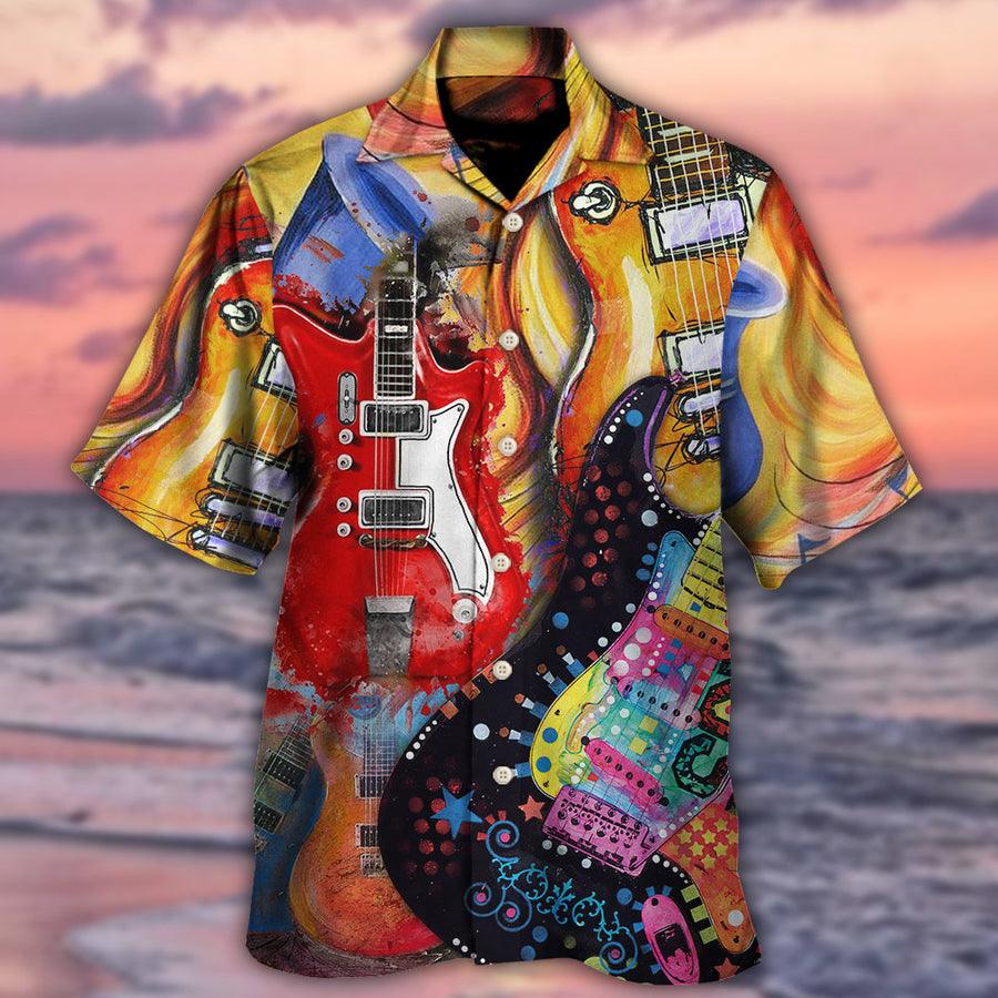 Guitar Aloha Hawaiian Shirt For Summer, Guitar Galaxy Amazing Background Colorful Hawaiian Shirts Outfit For Men Women, Music Guitar Lovers - Amzanimalsgift