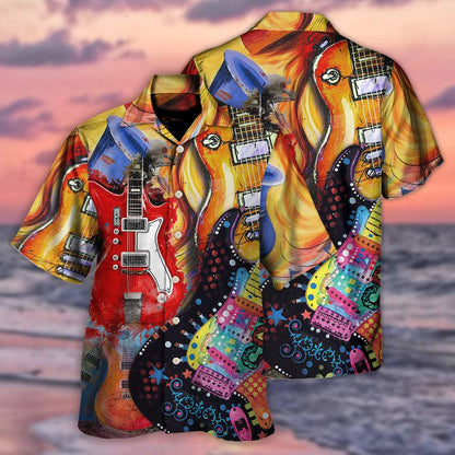 Guitar Aloha Hawaiian Shirt For Summer, Guitar Galaxy Amazing Background Colorful Hawaiian Shirts Outfit For Men Women, Music Guitar Lovers - Amzanimalsgift