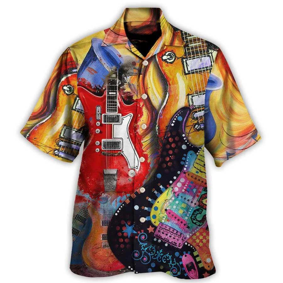 Guitar Aloha Hawaiian Shirt For Summer, Guitar Galaxy Amazing Background Colorful Hawaiian Shirts Outfit For Men Women, Music Guitar Lovers - Amzanimalsgift