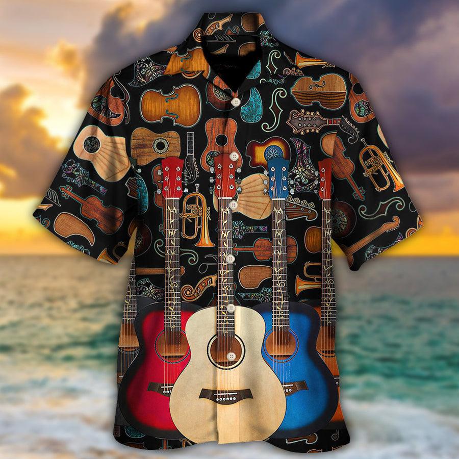 Guitar Aloha Hawaiian Shirt For Summer, Guitar Happy Life With Music Hawaiian Shirts Outfit For Men Women, Music Guitar Lovers - Amzanimalsgift