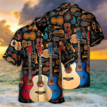 Guitar Aloha Hawaiian Shirt For Summer, Guitar Happy Life With Music Hawaiian Shirts Outfit For Men Women, Music Guitar Lovers - Amzanimalsgift