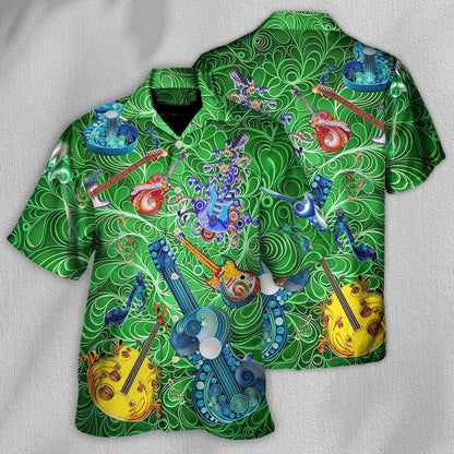 Guitar Aloha Hawaiian Shirt For Summer, Guitar Love Green Hawaiian Shirts Outfit For Men Women, Music Guitar Lovers - Amzanimalsgift
