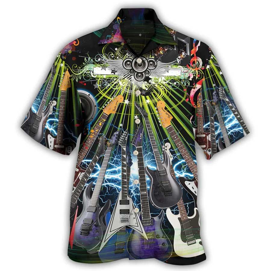 Guitar Aloha Hawaiian Shirt For Summer, Life With Guitar Hawaiian Shirts Matching Outfit For Men Women, Music Guitar Lovers - Amzanimalsgift