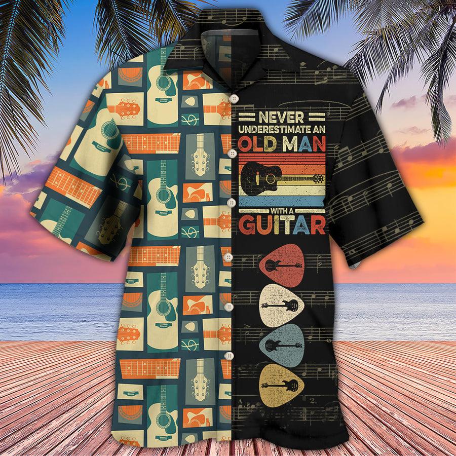 Guitar Aloha Hawaiian Shirt For Summer, Never Underestimate An Old Man With A Guitar Hawaiian Shirts Matching Outfit For Men Women, Music Guitar Lover - Amzanimalsgift