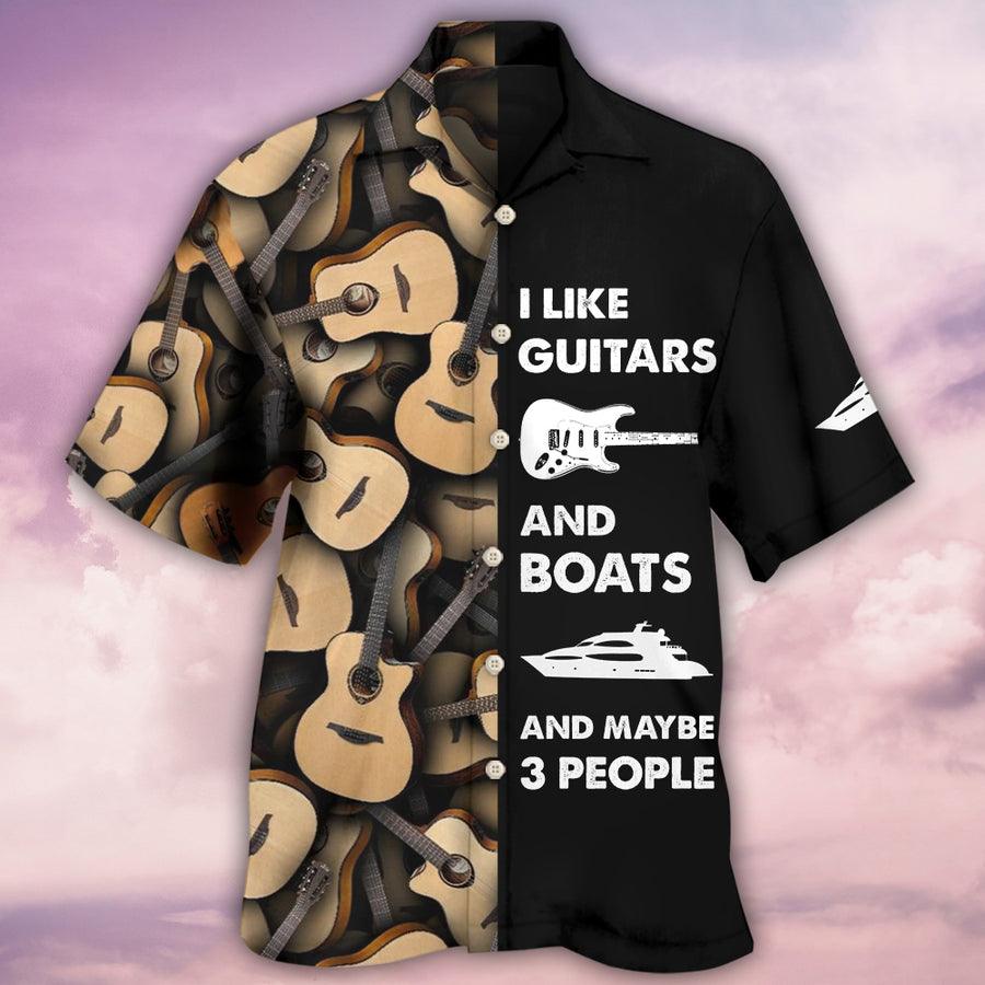 Guitar And Boat Aloha Hawaiian Shirt For Summer, I Like Guitars And Boats Hawaiian Shirts Outfit For Men Women, Music Guitar Golf Lovers - Amzanimalsgift