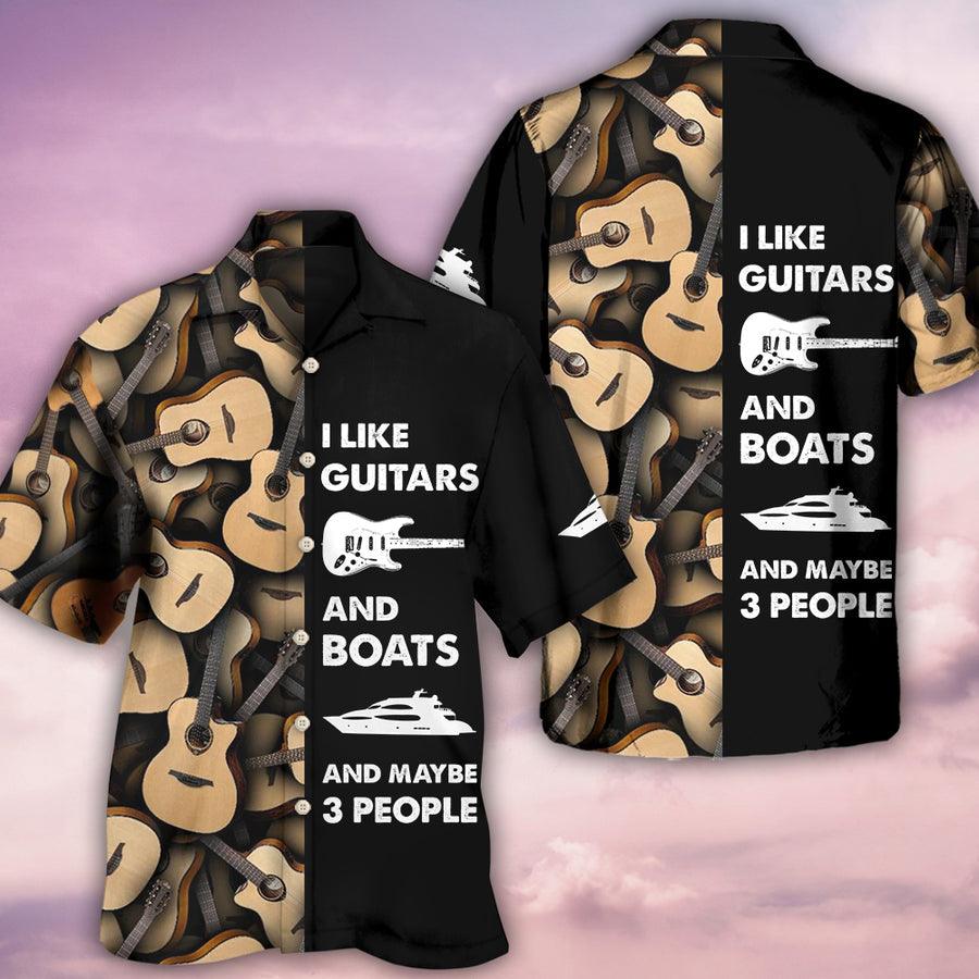 Guitar And Boat Aloha Hawaiian Shirt For Summer, I Like Guitars And Boats Hawaiian Shirts Outfit For Men Women, Music Guitar Golf Lovers - Amzanimalsgift