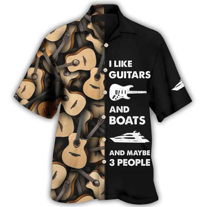 Guitar And Boat Aloha Hawaiian Shirt For Summer, I Like Guitars And Boats Hawaiian Shirts Outfit For Men Women, Music Guitar Golf Lovers - Amzanimalsgift