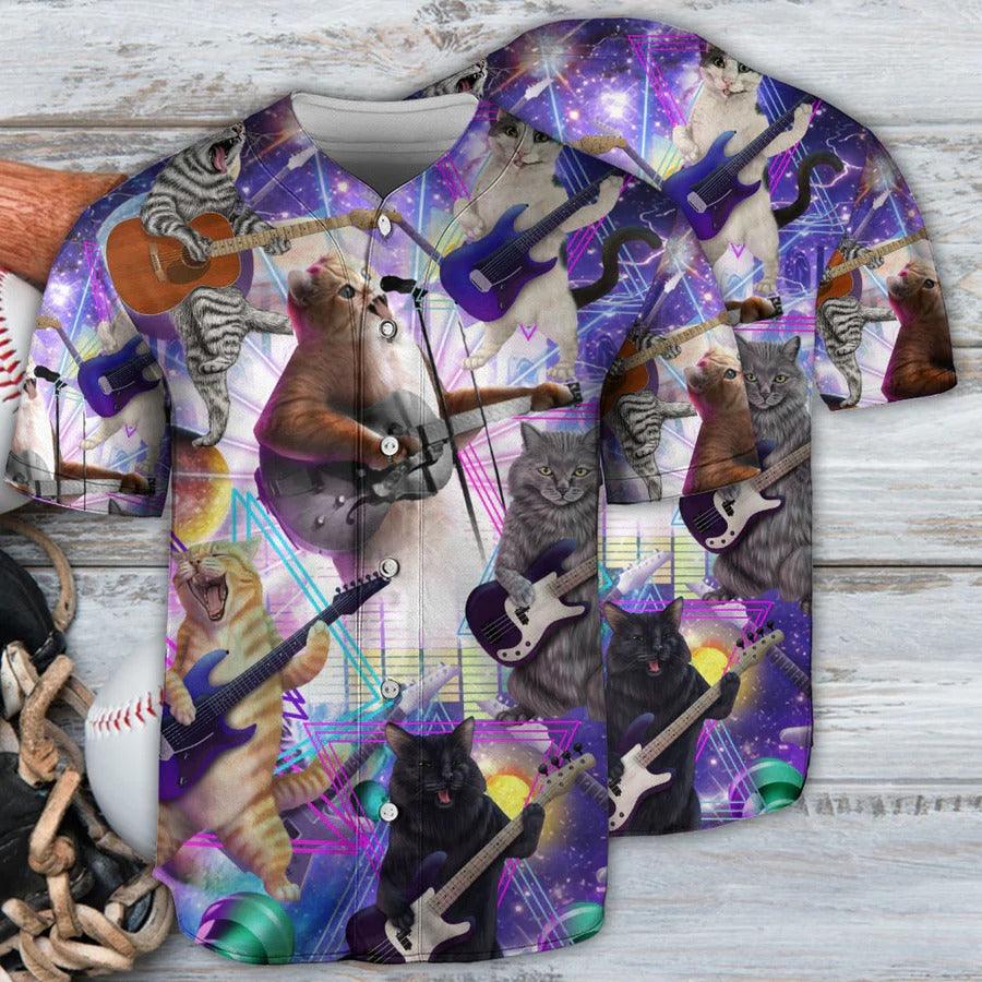 Guitar Baseball Jersey, Funny Cat, Cat Playing Guitar Baseball Jersey For Men And Women - Perfect Gift For Guitar Lovers, Music Lovers, Cat Lovers - Amzanimalsgift