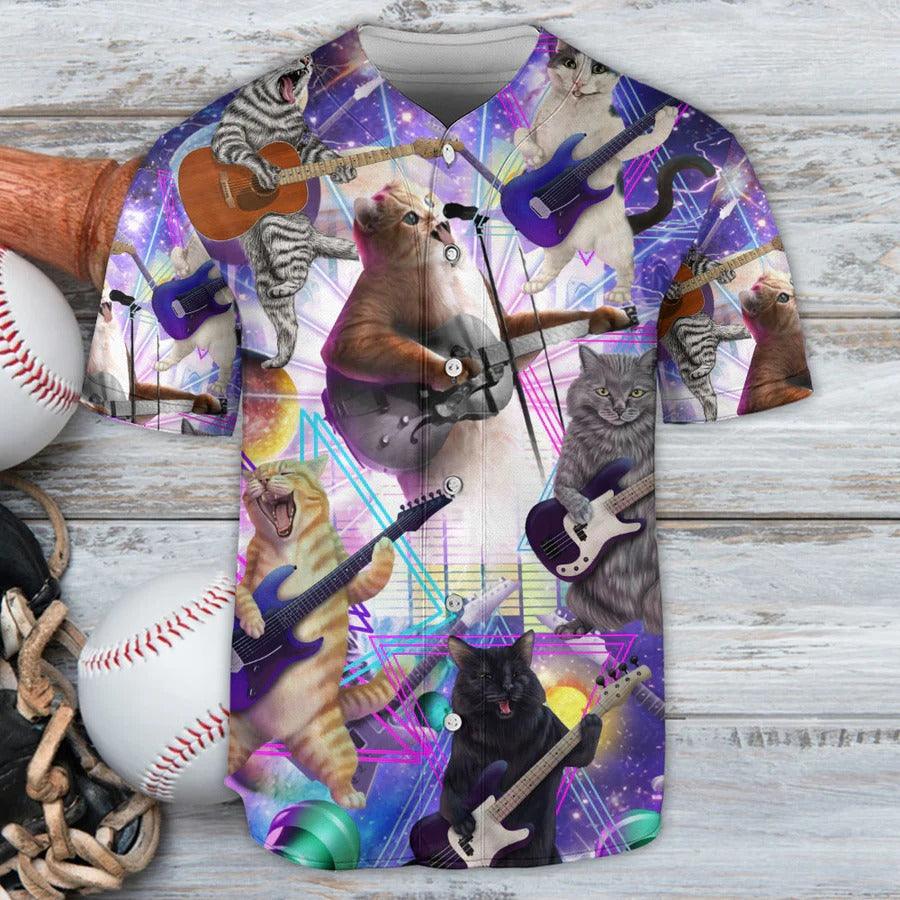 Guitar Baseball Jersey, Funny Cat, Cat Playing Guitar Baseball Jersey For Men And Women - Perfect Gift For Guitar Lovers, Music Lovers, Cat Lovers - Amzanimalsgift