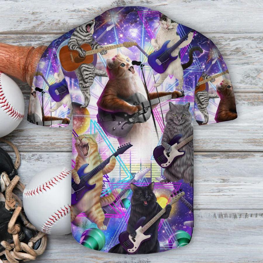 Guitar Baseball Jersey, Funny Cat, Cat Playing Guitar Baseball Jersey For Men And Women - Perfect Gift For Guitar Lovers, Music Lovers, Cat Lovers - Amzanimalsgift
