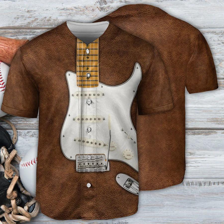 Guitar Baseball Jersey, Guitar Electronic Leather Style Vintage Baseball Jersey For Men And Women - Perfect Gift For Guitar Lovers, Music Lovers - Amzanimalsgift