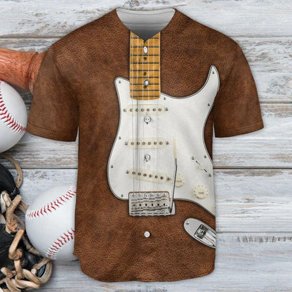 Guitar Baseball Jersey, Guitar Electronic Leather Style Vintage Baseball Jersey For Men And Women - Perfect Gift For Guitar Lovers, Music Lovers - Amzanimalsgift