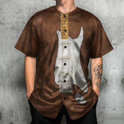 Guitar Baseball Jersey, Guitar Electronic Leather Style Vintage Baseball Jersey For Men And Women - Perfect Gift For Guitar Lovers, Music Lovers - Amzanimalsgift