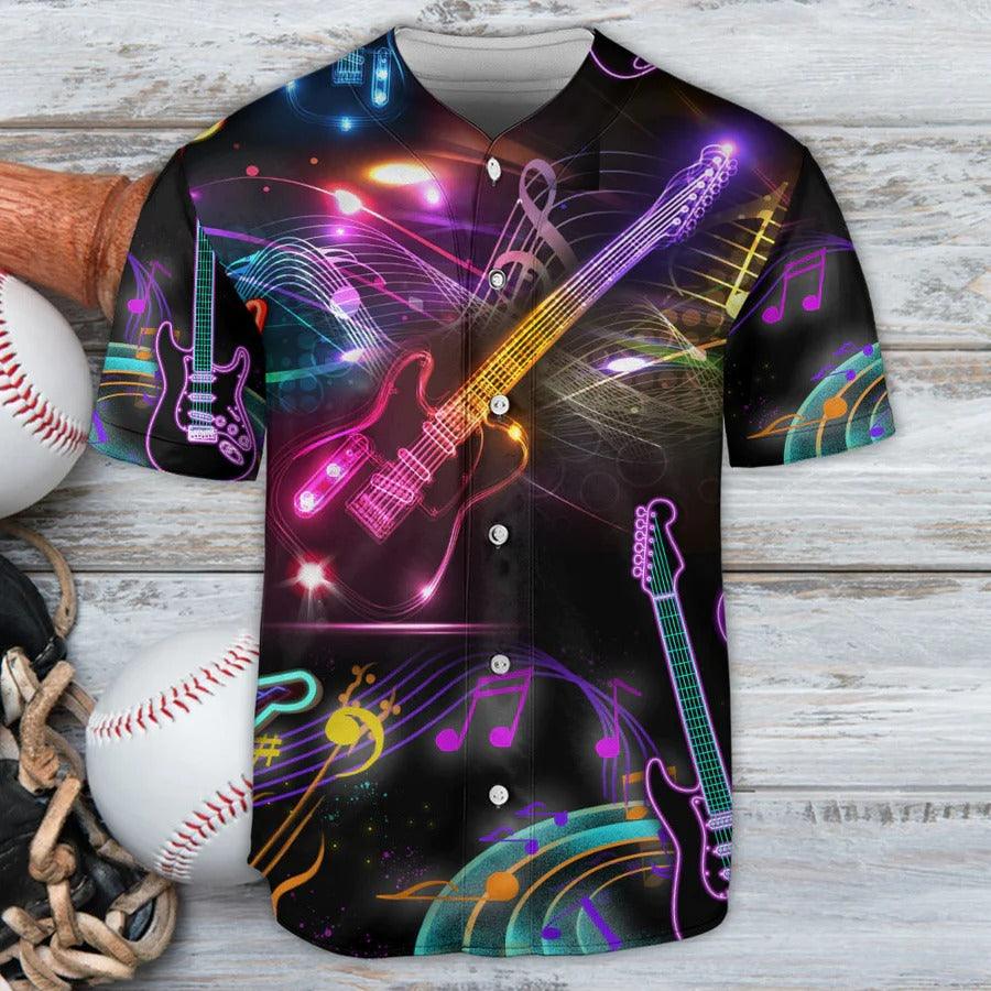 Guitar Baseball Jersey, Guitar Melody, Guitar Neon Painting Baseball Jersey For Men And Women - Perfect Gift For Guitar Lovers, Music Lovers - Amzanimalsgift