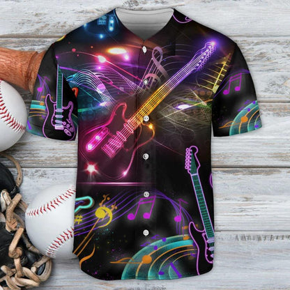 Guitar Baseball Jersey, Guitar Melody, Guitar Neon Painting Baseball Jersey For Men And Women - Perfect Gift For Guitar Lovers, Music Lovers - Amzanimalsgift