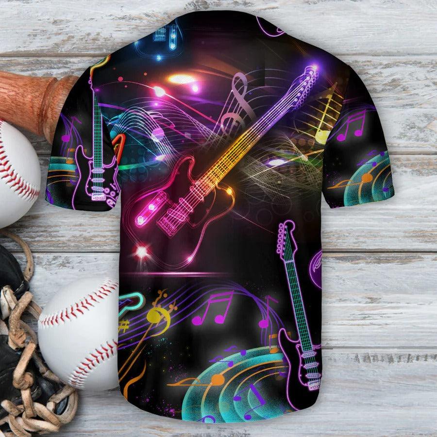 Guitar Baseball Jersey, Guitar Melody, Guitar Neon Painting Baseball Jersey For Men And Women - Perfect Gift For Guitar Lovers, Music Lovers - Amzanimalsgift