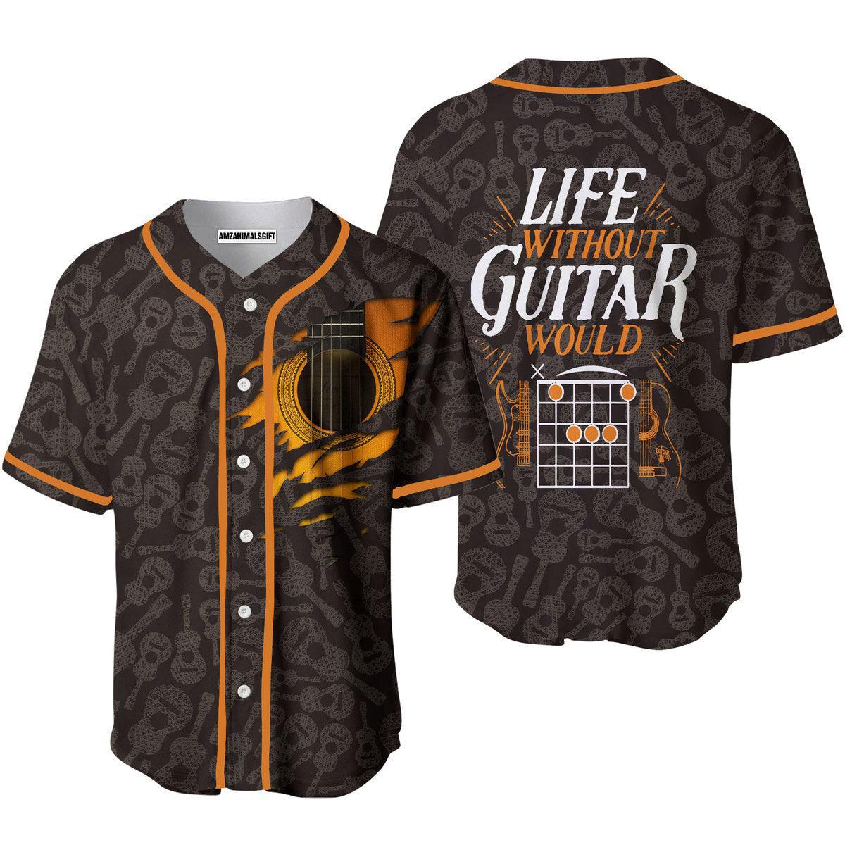 Guitar Baseball Jerseys, Life Without Guitar Would Be Flat Baseball Jerseys For Men And Women - Perfect Gift For Friend, Family - Amzanimalsgift