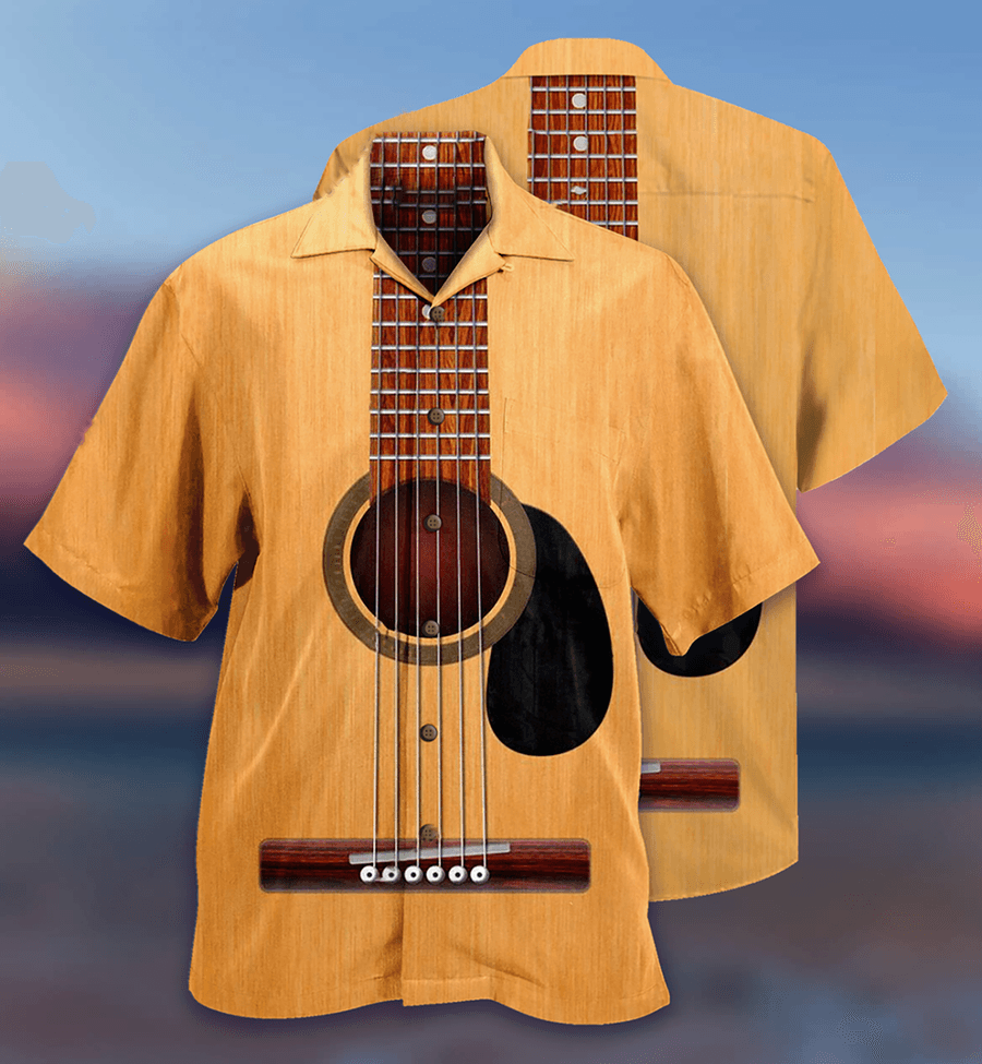 Guitar Basic Style Aloha Hawaiian Shirt For Summer, Guitar Hawaiian Shirts Matching Outfit For Men Women, Music Guitar Lovers - Amzanimalsgift