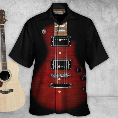 Guitar Black Aloha Hawaiian Shirt For Summer, Electric Guitar Classic Rock Hawaiian Shirts Outfit For Men Women, Music Guitar Lovers - Amzanimalsgift