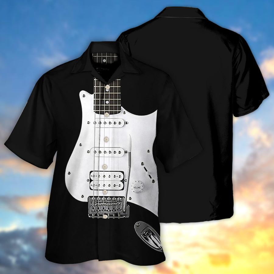Guitar Black Aloha Hawaiian Shirt For Summer, Electric Guitar Hawaiian Shirts Outfit For Men Women, Music Guitar Lovers - Amzanimalsgift