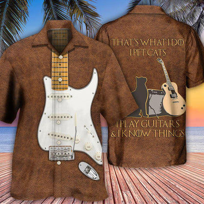 Guitar Cat Aloha Hawaiian Shirt For Summer, That's What I Do I Pet Cats Guitar Hawaiian Shirts Matching Outfit For Men Women, Music Guitar Lover - Amzanimalsgift