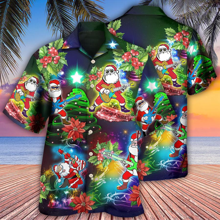 Guitar Christmas Aloha Hawaiian Shirt For Summer, Guitar Music Santa So High Hawaiian Shirts Matching Outfit For Men Women, Music Guitar Lovers - Amzanimalsgift