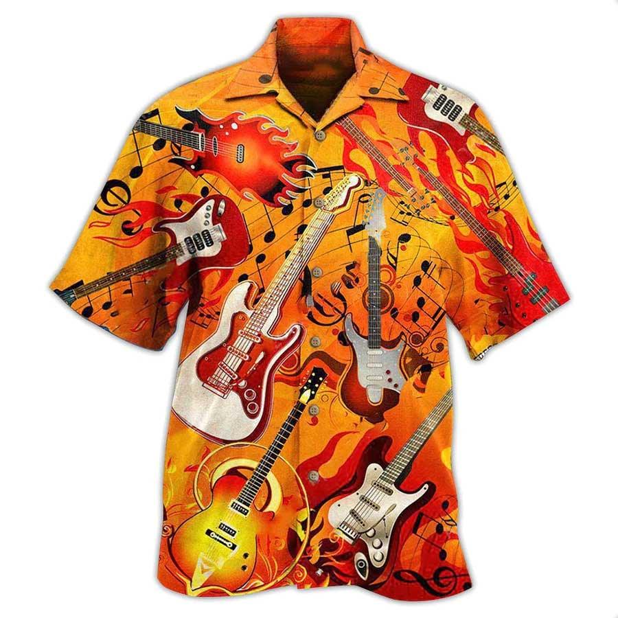 Guitar Color Aloha Hawaiian Shirt For Summer, Guitar Is My Life Notes Hawaiian Shirts Matching Outfit For Men Women, Music Guitar Lovers - Amzanimalsgift