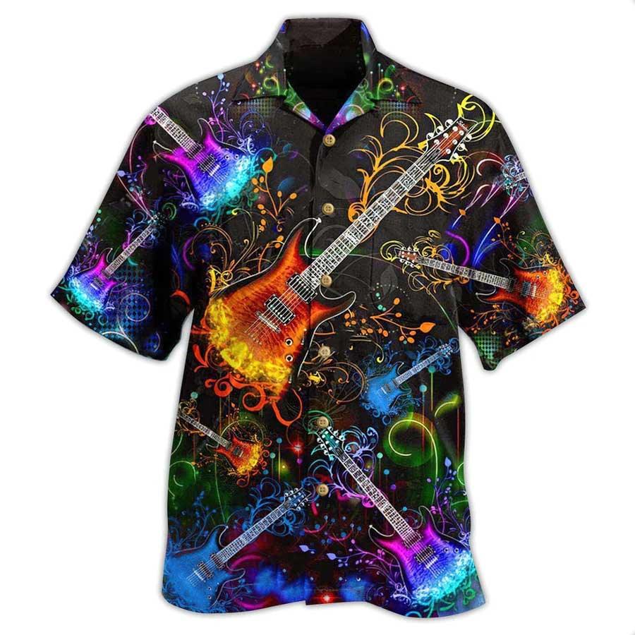 Guitar Colorful Aloha Hawaiian Shirt For Summer, Gowhere The Guitar Takes You Hawaiian Shirts Matching Outfit For Men Women, Music Guitar Lover - Amzanimalsgift